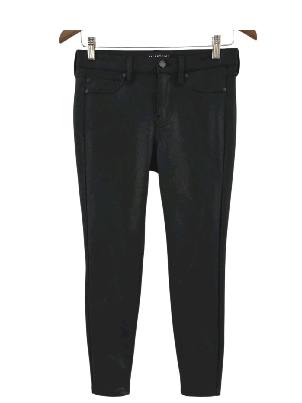 Liverpool Los Angeles Black Coated Stretch Jeggings Madonna Women 2P 2 Petite